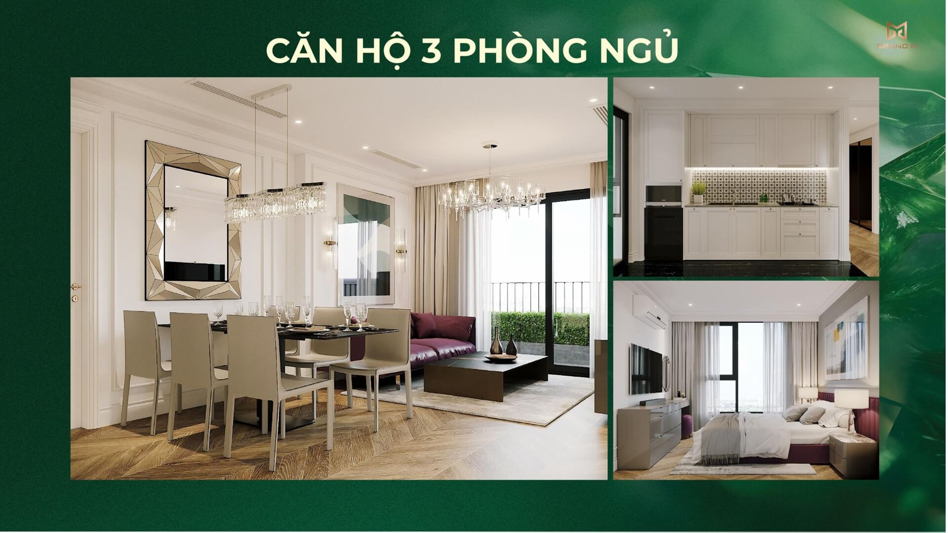 nội thất căn hộ 3 phòng ngủ dự án northern emerald long biên