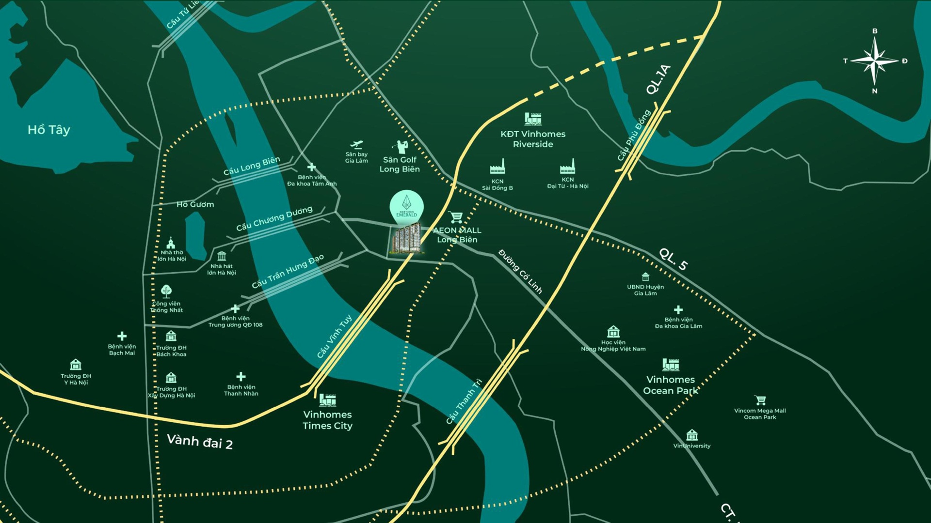 vị trí dự án northern emerald cổ linh long biên